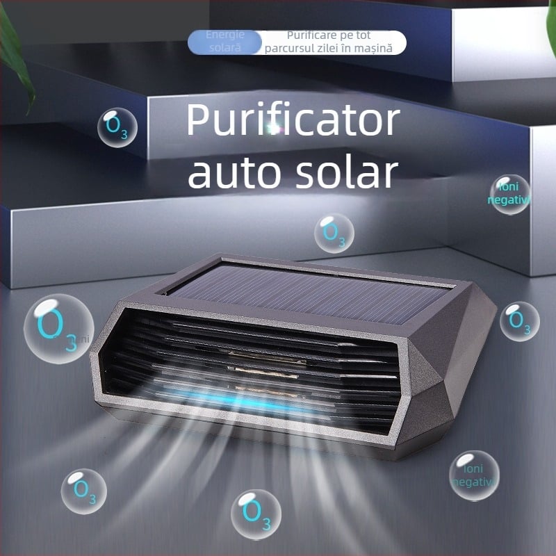 Purificator de aer solar pentru mașină cu ozon și ioni negativi – elimină mirosurile, dezinfectează și combate formaldehida
