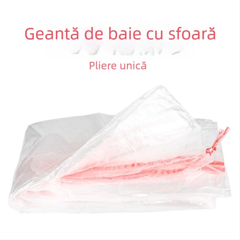 Sac de baie de unică folosință cu șnur și capac din folie plastică