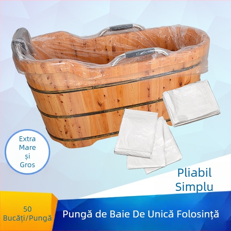 Geantă de baie de unică folosință, cu peliculă PE îngroșată, pliabilă, dintr-o singură bucata, pentru adulți — acasă, la hotel, spa