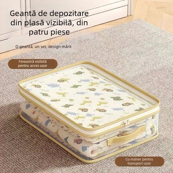 Set de patru pungi de depozitare din plasă pentru lenjerie, fețe de pernă, cuverturi și haine; impermeabil, rezistent la umezeală și mucegai.