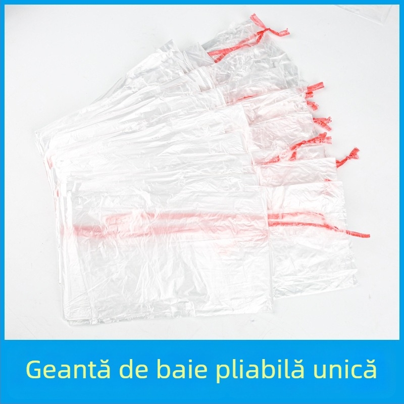 Sac de baie de unică folosință, pliabil, cu funie, pentru cadă din plastic sau cadă din lemn, dimensiune mare, 20 buc