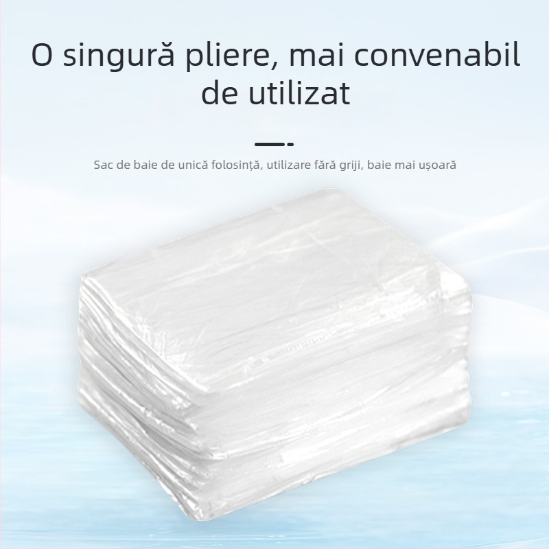 Vas circular de baie îngroșat, cu pungă de baie de unică folosință, husă din plastic circulară, cadă pentru copii pliabilă