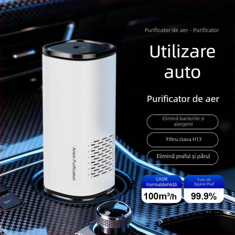 Purificator de aer pentru mașină, elimină mirosuri și formaldehidă, potrivit pentru gravide și sugari, cu purificare prin ioni negativi și aspirație puternică