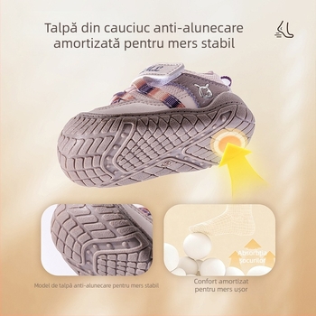 Pantofi pentru copii unisex, primăvara 2026, talpă moale, antiderapante, partea superioară din plasă, închidere Velcro, pantofi casual pentru copii