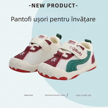 Pantofi sport unisex pentru copii mici, din plasă respirabilă, talpă moale antiderapantă, închidere cu Velcro, design cu talpă joasă, primăvara 2026