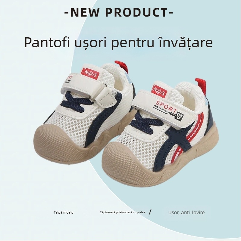 Pantofi pentru bebeluși și copii mici, din plasă respirabilă, închidere Velcro, talpă moale, antiderapant, unisex, primăvară-vară
