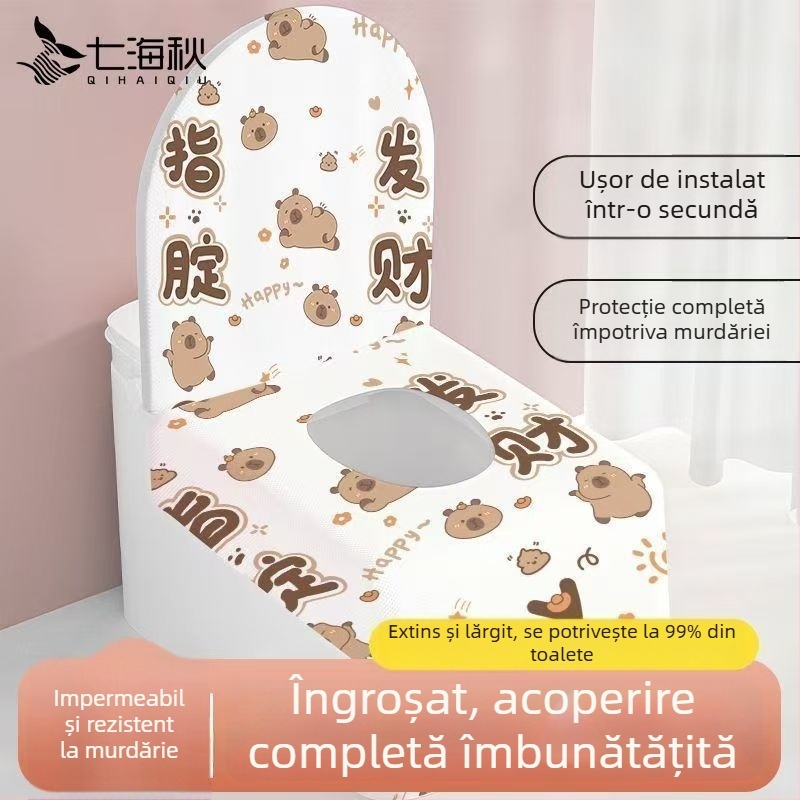 Acoperire de unică folosință pentru scaunul de toaletă, acoperire completă, impermeabilă și rezistentă la murdărie, pentru călătorii