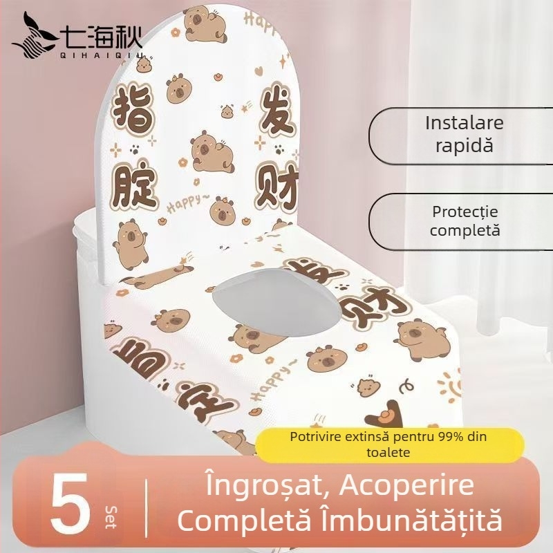 Acoperire de unică folosință pentru scaunul de toaletă, acoperire completă, impermeabilă și rezistentă la murdărie, pentru călătorii