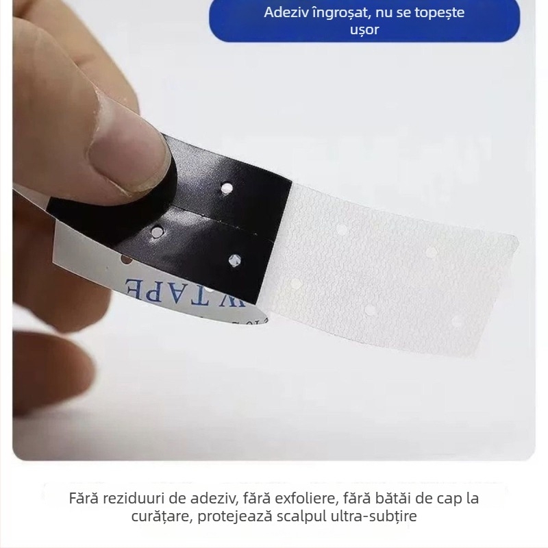 Bandă dublu-față pentru peruci, aderență înaltă, fără urme, pentru fixare perucă și împletire păr