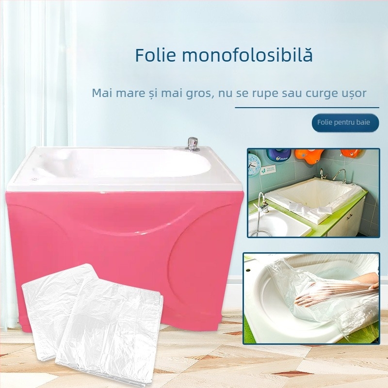Folie de unică folosință, întărită, pentru cadă de baie a bebelușului în piscină pentru copii, 1.6 × 1.3 m, un singur panou
