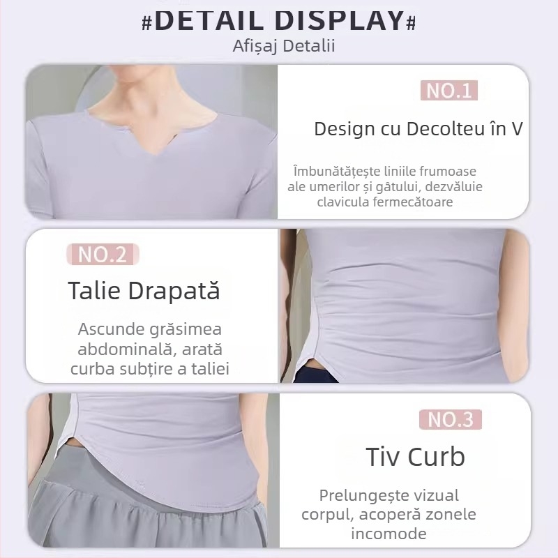 Top de yoga pentru femei, mâneci scurte, efect slăbitor, uscat rapid, Pilates, alergare și fitness
