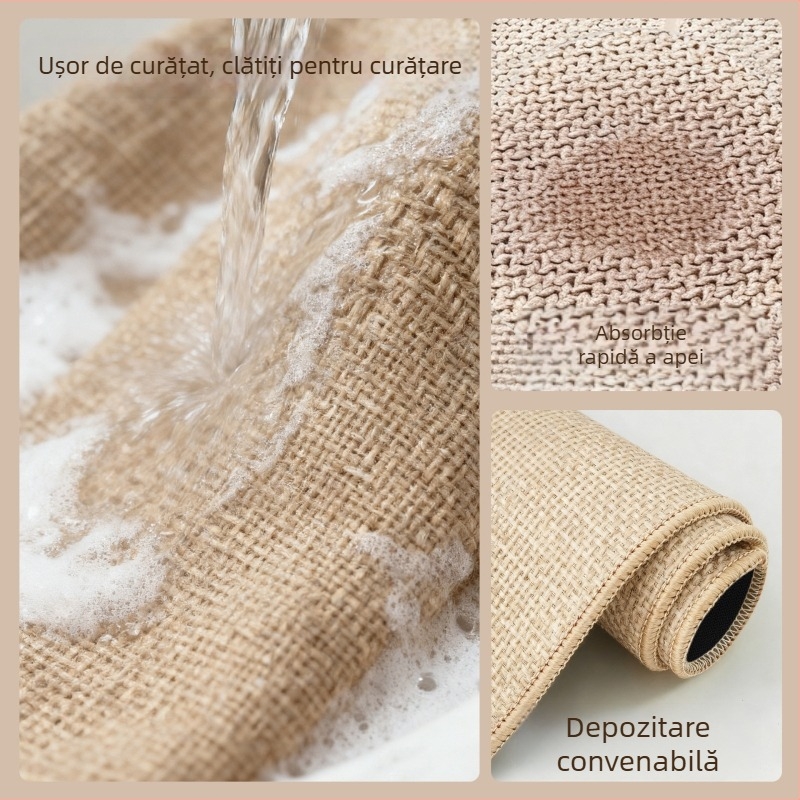 Covoraș de baie cu aspect in, țesut, absorbant și uscare rapidă, pentru baie și intrare.