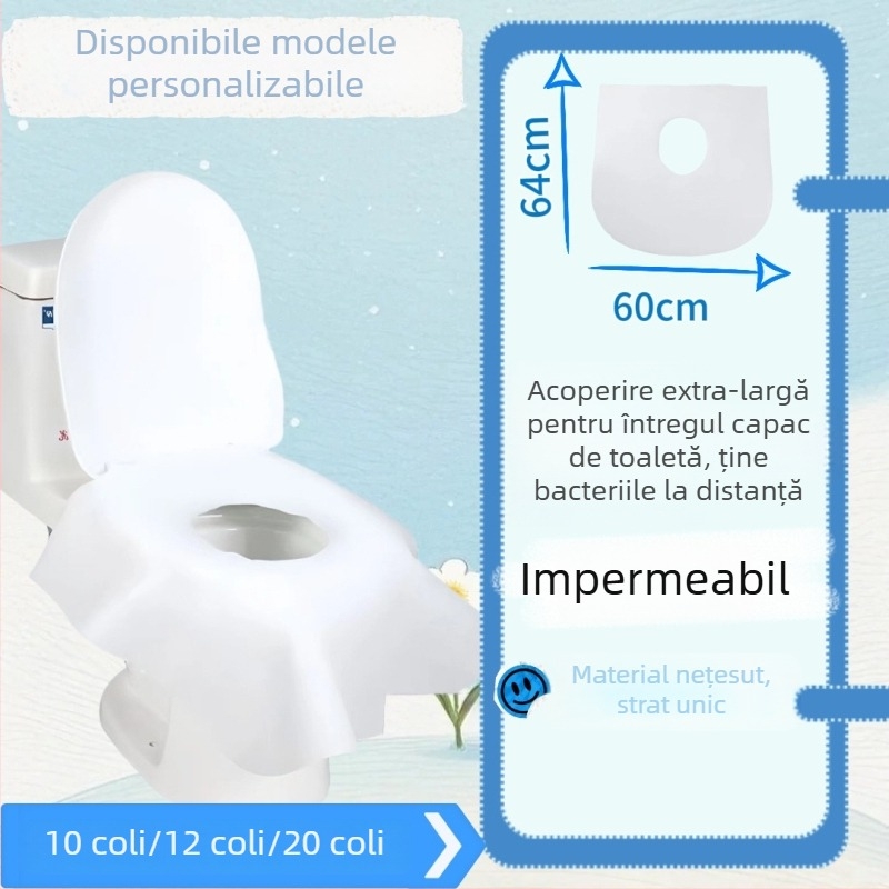 Covoraș de toaletă de unică folosință, îngroșat, pentru călătorii, acasă și hoteluri, impermeabil, țesătură nețesută, dimensiuni 60x64 cm, 10 buc.