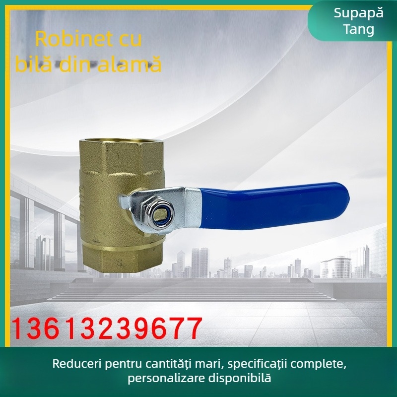Supapă cu bilă din alamă, filet interior și exterior, conexiune filetată, curgere dreaptă pentru apă, dimensiuni nominale multiple