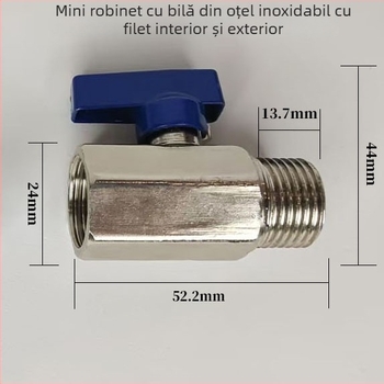 Supapă mică de bal din oțel inoxidabil lustruit, filet intern și extern, supapă de evacuare pentru compresorul de aer, supapă de închidere, robinet cu filet pentru apă, trecere dreaptă