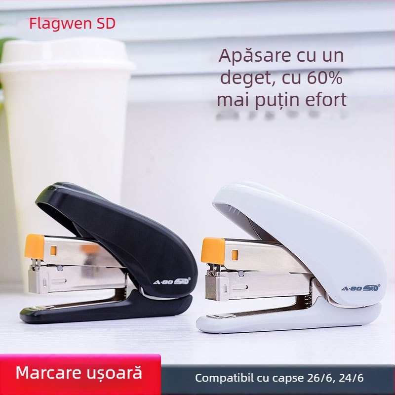 A-80 Capsator ergonomic, compatibil cu capse Nr. 12, leagă 2–20 pagini, Capsator de birou de dimensiune medie