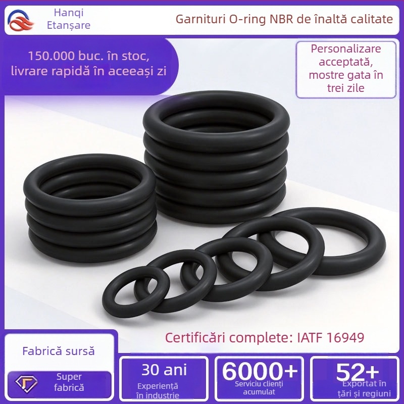 Inel O nitril, etanșare de tip O, diametru interior 1–184 mm, secțiune 1,5 mm, impermeabil, etanșare aer