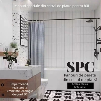 Panou SPC din piatră‑cristal pentru renovarea băii, panou decorativ de perete, rezistent la apă și la foc