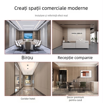 Panel decorativ pentru perete din fibre de bambus cu furnir de lemn, rezistent la lovire