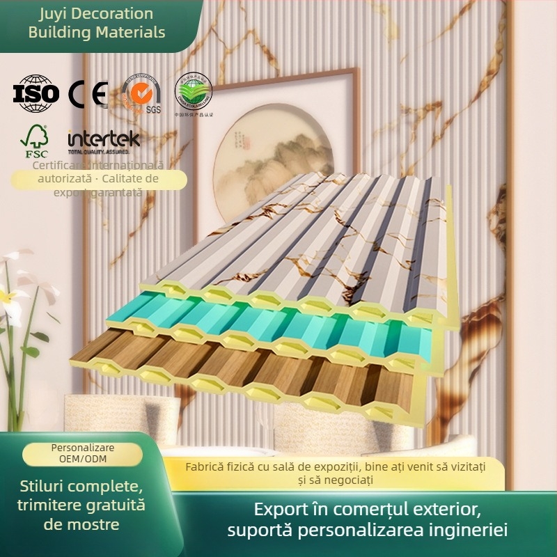 Panouri WPC pentru perete - fundal TV, panouri decorative PVC cu grilaj 3D, fibră de bambus