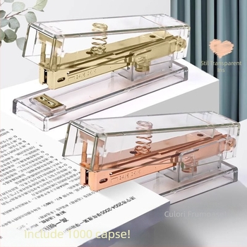 Capsator minimalist transparent pentru elevi și birou, portabil, cu acționare prin presiune