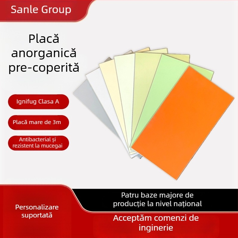 Placă ignifugă de clasa A, curată, fără grund, placă inorganică cu strat de acoperire, 6-12 mm, pentru coridoare în spitale, școli și hoteluri