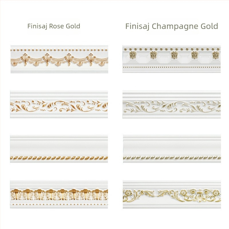 Panouri decorative pentru tavan din PU, stil francez, cu linii de colț interioare și de colț superior, relief PU simplu, aspect imitatie de ipsos, personalizabil