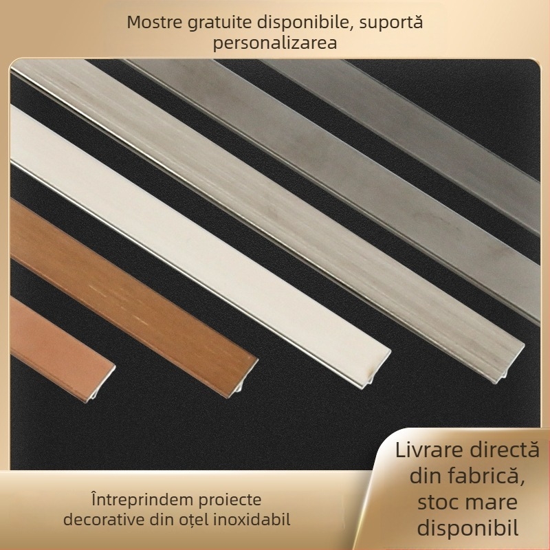 Bandă din oțel inoxidabil 304 în formă de T pentru uși din lemn, linii decorative pentru podea din lemn, pereți și plăci, 2.5 m lungime