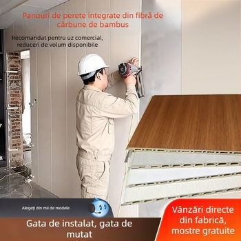 Panou mural din fibre de bambus cu cărbune, pentru pereți și plafoane, panou decorativ interior, fond impermeabil, montaj ușor