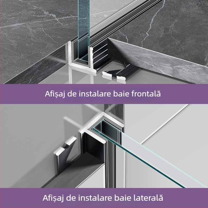 Canal F din aliaj de aluminiu pentru separatoare de baie și cabina de duș, piese încastrate pentru sticlă, profil de margine în formă de U, margine în formă de F