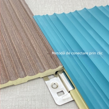Panou decorativ pentru perete din fibră de bambus, cu grilaj curbat, arc interior și grilaj semicerc, 207 × 11 mm