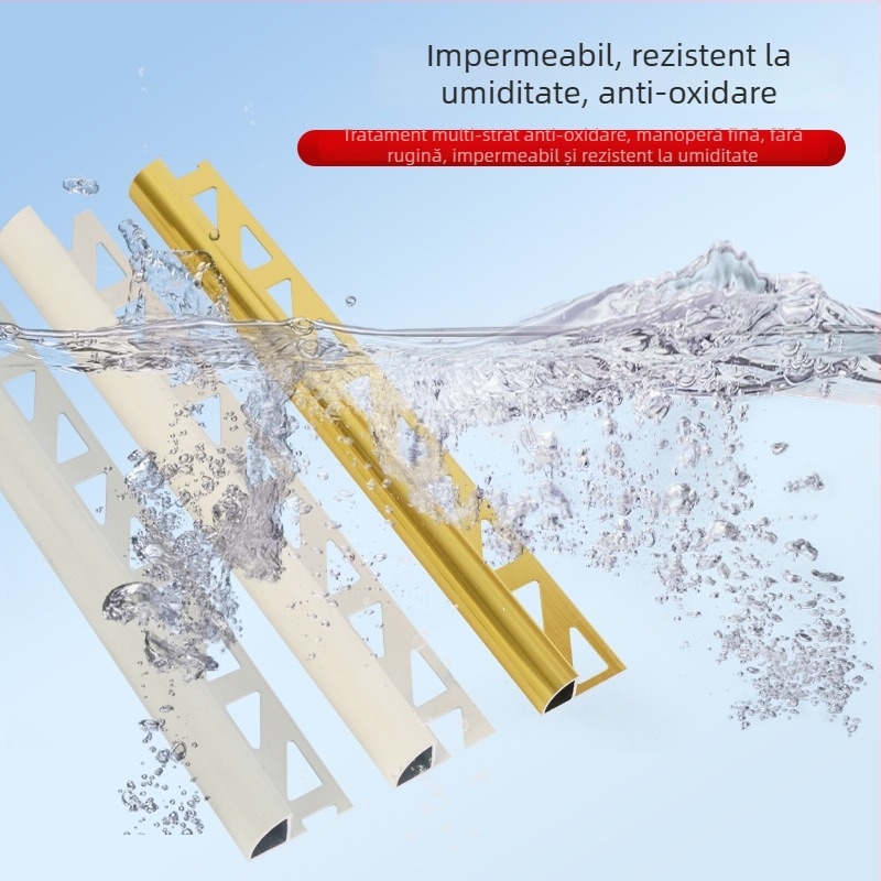 Profil de colț pentru plăci din aliaj de aluminiu, bandă decorativă metalică pentru margine, rezistent la rugină, umezeală și uzură