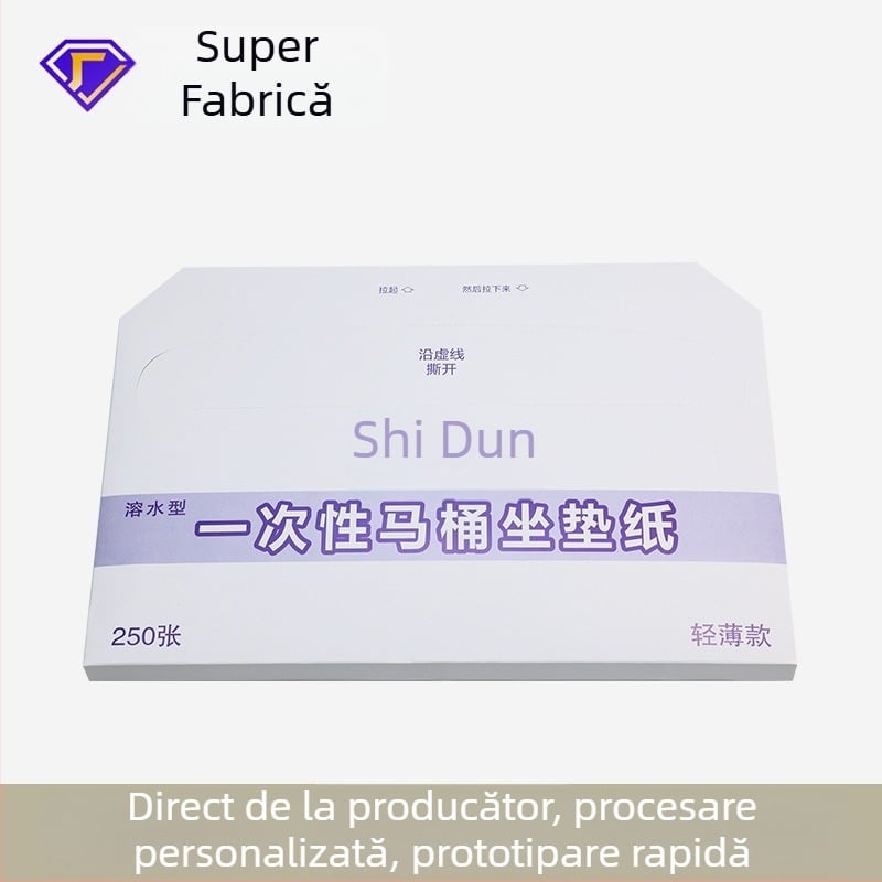 Covoraș de toaletă de unică folosință, din pulpă de lemn, solubil în apă, 360 × 425 mm