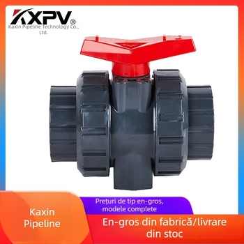 Supapă cu bilă din UPVC, conexiune socket, standard GB, cuplaj dublu, rezistență la coroziune, conexiune adezivă