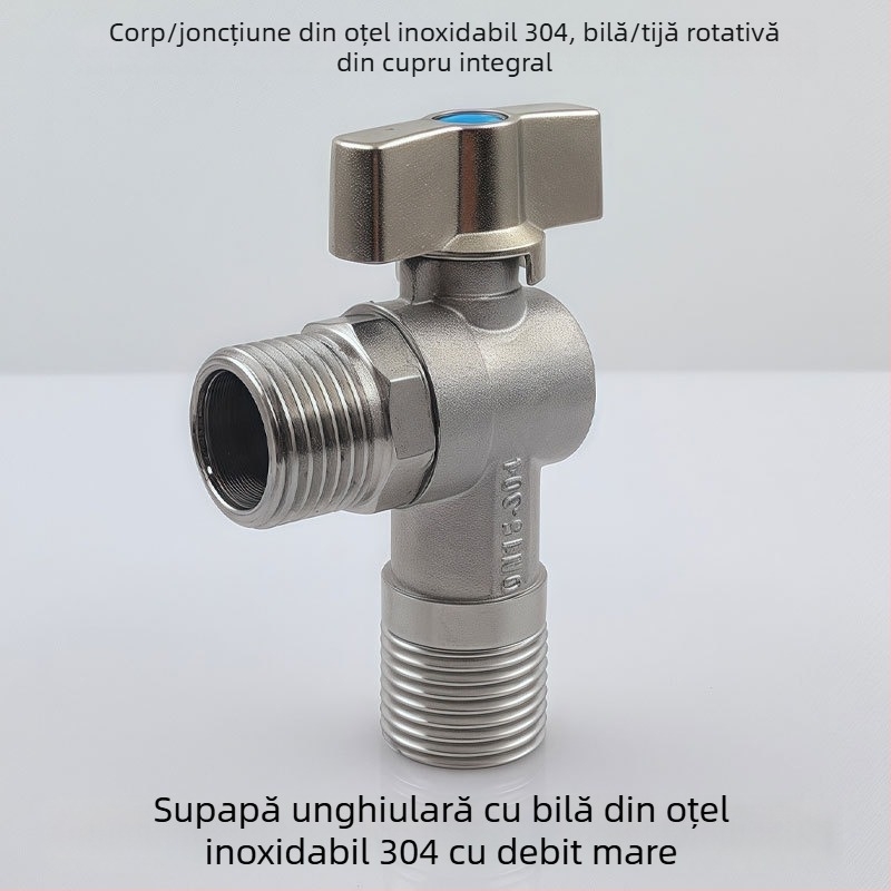 Ventil unghiular din oțel inoxidabil 304, debit mare, pentru apă caldă și rece, pentru boiler