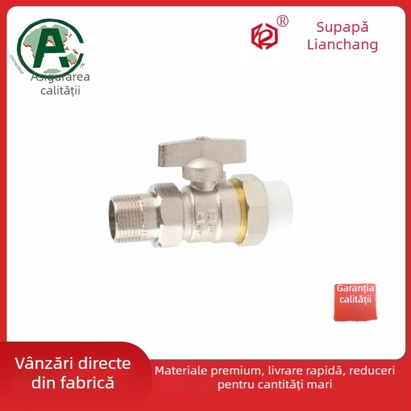 Ventil unghiular PPR pentru încălzire, cu cuplaj, robinet cu bilă pentru sudarea radiatoarelor