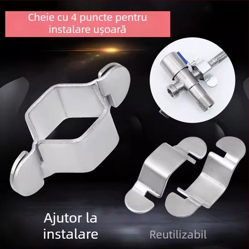 Cheie pentru furtunul de alimentare al robinetului, ventil unghiular pentru toaletă, racorduri de alimentare cu apă pentru chiuvetă și lavoar, piulițe, accesorii detașabile