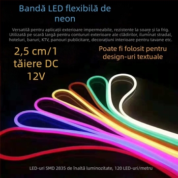 Bandă LED neon din silicon, impermeabilă, pentru reclame, flexibilă