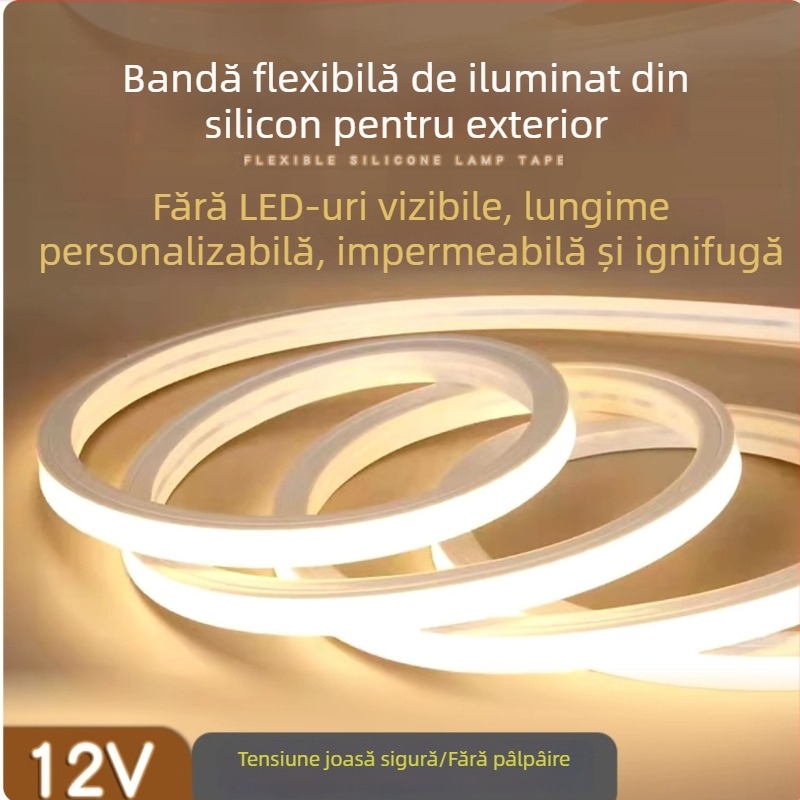 Bandă LED din silicon cu extrudare integrată, pentru interior/exterior, impermeabilă, lampă liniară pentru pat