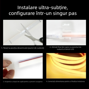 Bandă LED 220V, impermeabilă, autoadezivă, COB, pentru iluminat ambiental la tavan în living