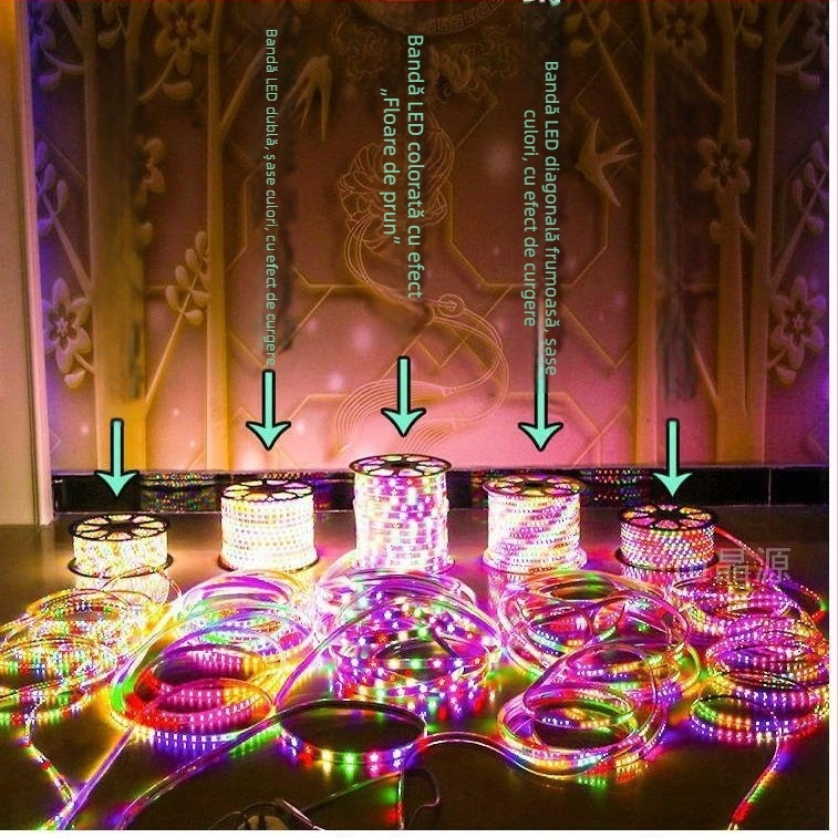 Bandă LED RGB pentru exterior, cu efect de schimbare a culorilor, tub neon curcubeu, impermeabil