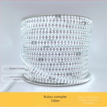 Bandă LED 110V cu lentilă, dublă rând, 180 LED, rezistentă la exterior, impermeabilă, foarte luminoasă, lumină moale