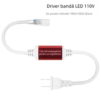 Bandă LED 110V cu lentilă, dublă rând, 180 LED, rezistentă la exterior, impermeabilă, foarte luminoasă, lumină moale