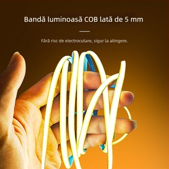 Lumină COB liniară, lățime 5 mm, în canal de aluminiu, pentru montaj încastrat, 12/24 V, pentru dulap de vin și vitrină, poate fi tăiată