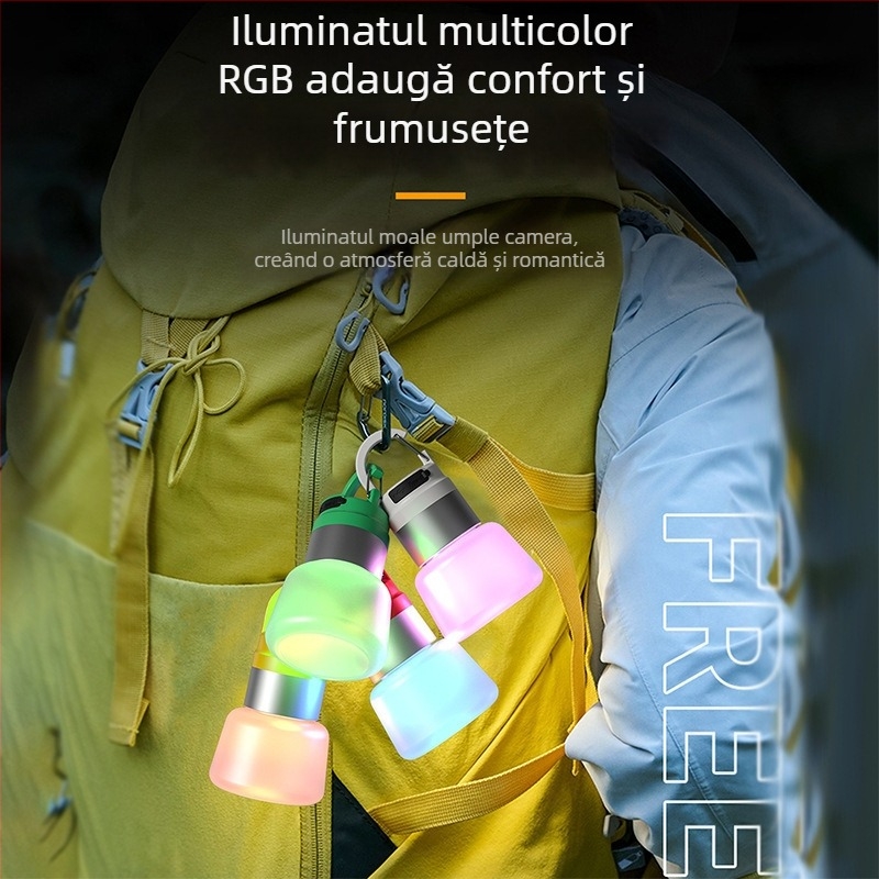 Lampa creativă de camping pentru sticla de apă, iluminare ambientală RGB, lampă suspendată și lanternă cu fascicul