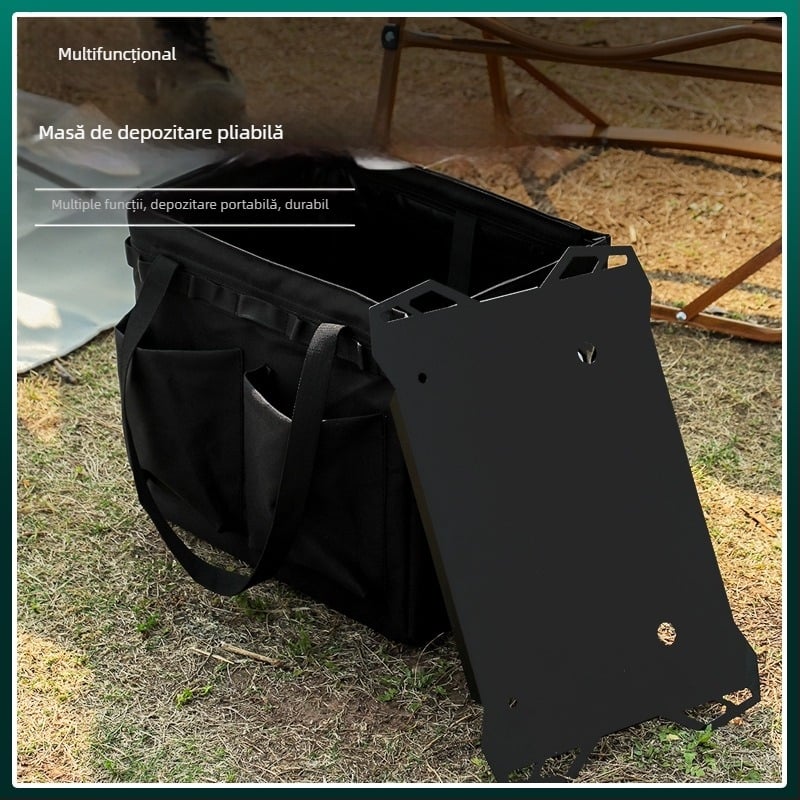 Capac exterior pentru cutia de unelte și blat de masă multifuncțional pentru camping cu suport pentru lampă