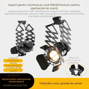 LED track light în stil retro american, cu suport telescopic cu patru brațe — set pentru magazine de haine, scenă și restaurante