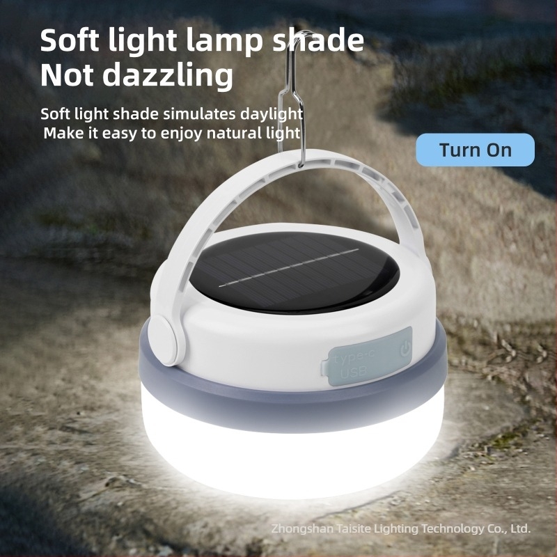 Lampa de camping reîncărcabilă pentru ambientare, lanternă pentru cort cu energie solară, LED ultra-luminos