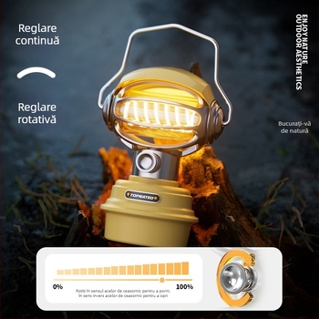 Lampă LED portabilă pentru camping, lanternă suspendabilă pentru cort, iluminare cu intensitate reglabilă