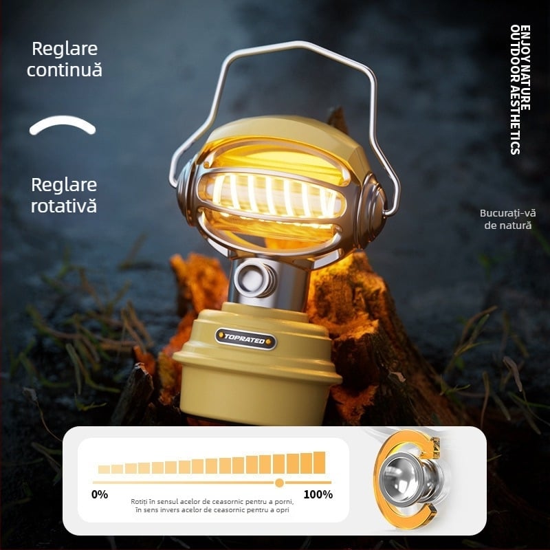 Lampă LED portabilă pentru camping, lanternă suspendabilă pentru cort, iluminare cu intensitate reglabilă